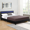 Gestoffeerd bed Verona - 120 x 200 cm - Zwart - LED verlichting