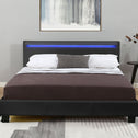 Gestoffeerd bed Verona - 120 x 200 cm - Zwart - LED verlichting