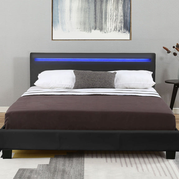 Gestoffeerd bed Verona - 120 x 200 cm - Zwart - LED verlichting - Afbeelding 6