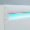 Gestoffeerd Bed Verona - 90 x 200 cm - Wit - LED verlichting
