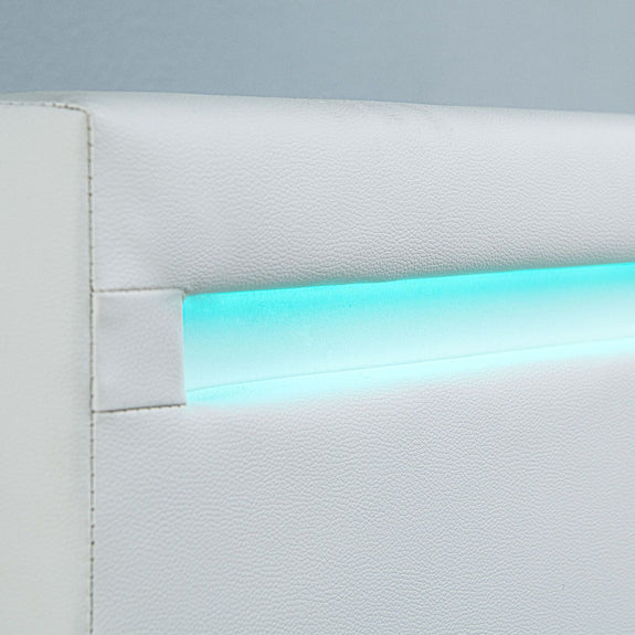 Gestoffeerd Bed Verona - 90 x 200 cm - Wit - LED verlichting - Afbeelding 3