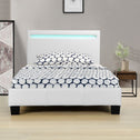 Gestoffeerd Bed Verona - 90 x 200 cm - Wit - LED verlichting