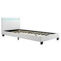 Gestoffeerd Bed Verona - 90 x 200 cm - Wit - LED verlichting