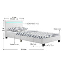 Gestoffeerd Bed Verona - 90 x 200 cm - Wit - LED verlichting