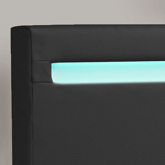 Gestoffeerd Bed Verona - 90 x 200 cm - Zwart - LED verlichting - Afbeelding 3