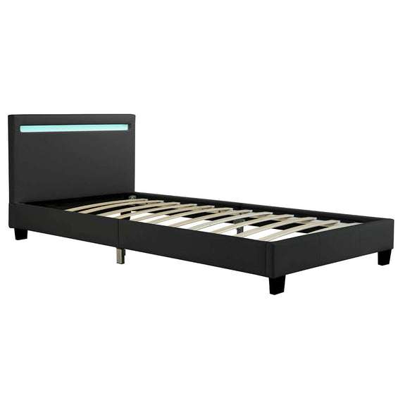 Gestoffeerd Bed Verona - 90 x 200 cm - Zwart - LED verlichting - Afbeelding 7