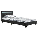 Gestoffeerd Bed Verona - 90 x 200 cm - Zwart - LED verlichting