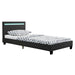 Gestoffeerd Bed Verona - 90 x 200 cm - Zwart - LED verlichting