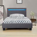Gestoffeerd Bed Verona - 90 x 200 cm - Grijs - LED Verlichting