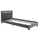 Gestoffeerd Bed Verona - 90 x 200 cm - Grijs - LED Verlichting