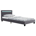 Gestoffeerd Bed Verona - 90 x 200 cm - Grijs - LED Verlichting