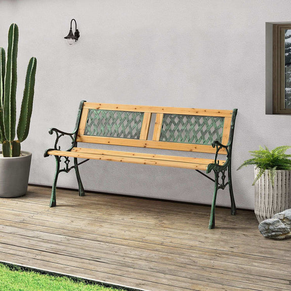 2 Zits tuinbank - Sanremo ruitmotief - Dennenhout - gietijzer - Afbeelding 2