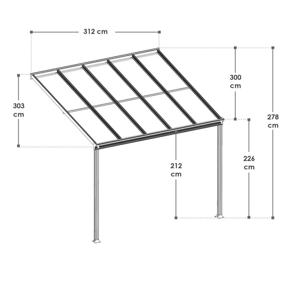 Terrasdak / Overkapping - Borneo - 3 x 3 m - Wit - Afbeelding 9