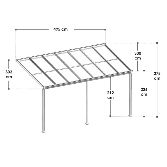 Terrasdak / Overkapping - Borneo - 5 x 3 m - Grijs - Afbeelding 9