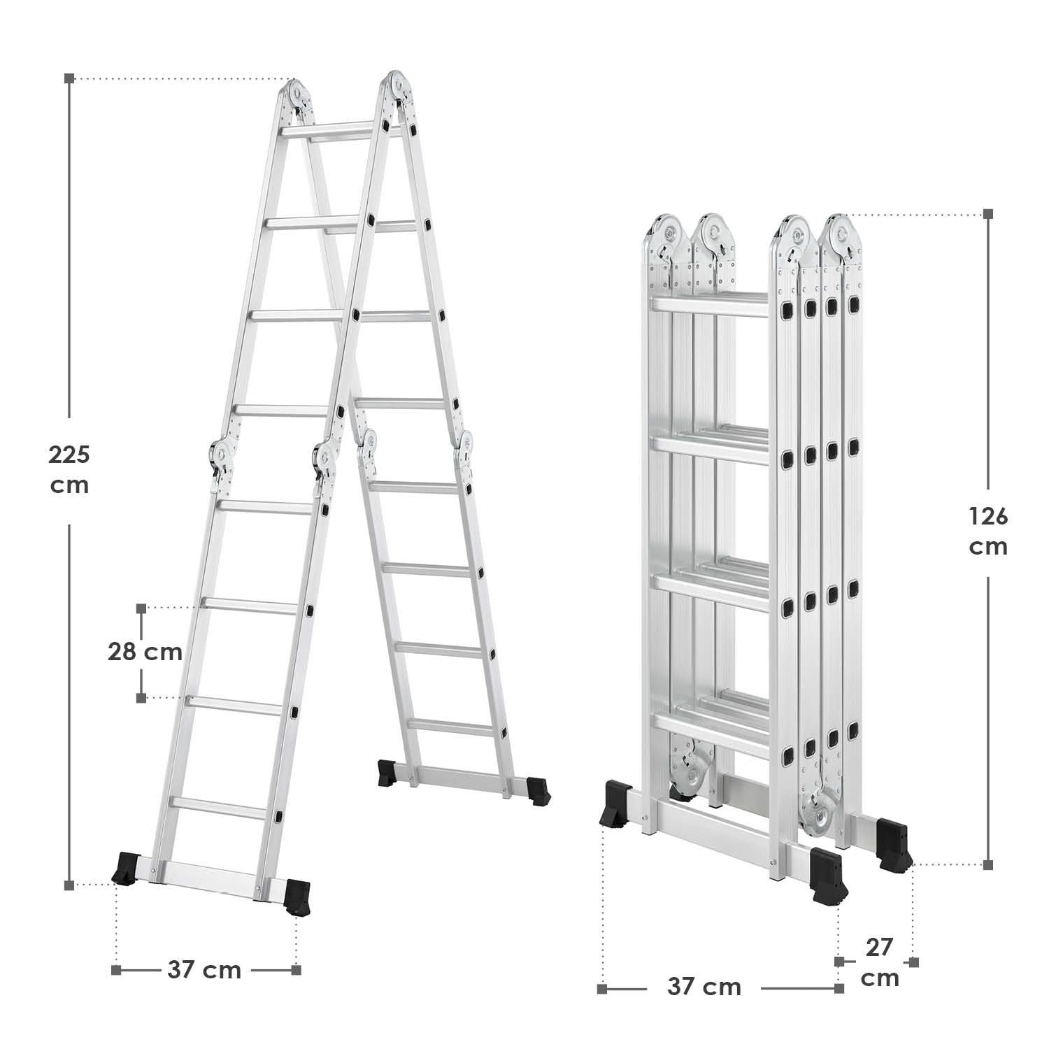 Multifunctionele vouwladder 6 in 1 - 4.7M - Inklapbaar