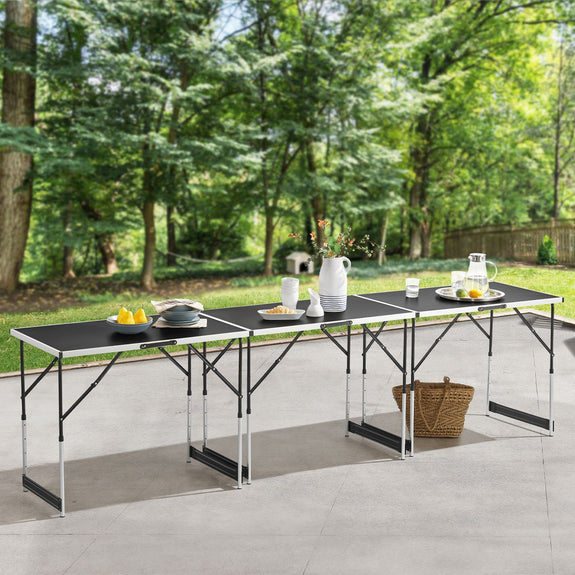 3 stuks Aluminium Vouwtafel / Klaptafel / Campingtafel - Multifunctioneel - Zwart - Afbeelding 5