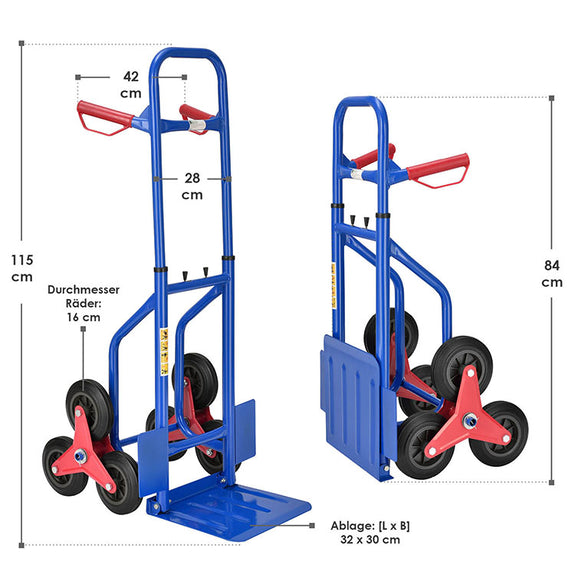 Trappen steekwagen trappensteekwagen - Blauw - Max. 100kg - Afbeelding 6