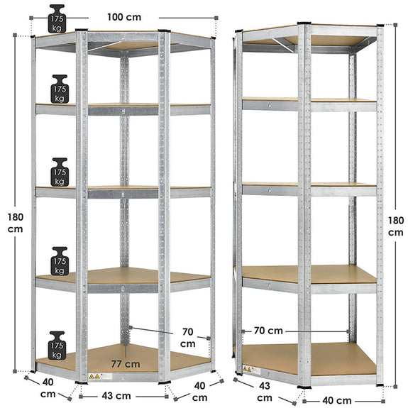 Stellingkast / opbergrek - Corner Basic - 170 x 70 x 70cm - Afbeelding 10