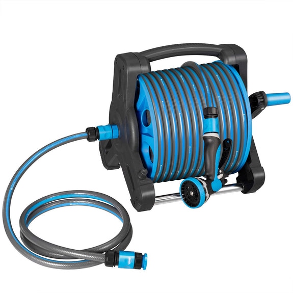 Mobiele Slanghaspel Basic - 30 Meter - Blauw - Inclusief toebehoren - Afbeelding 1