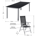 Aluminium tuinset - Milano - 9-delig - Zilver / Grijs