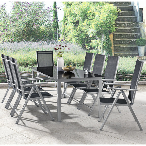Aluminium tuinset - Milano - 9-delig - Zilver / Grijs - Afbeelding 2