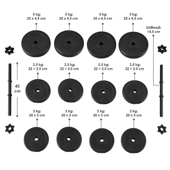 Halterset / Dumbells 40 kg - 2-delig - Zandgevuld - Afbeelding 14