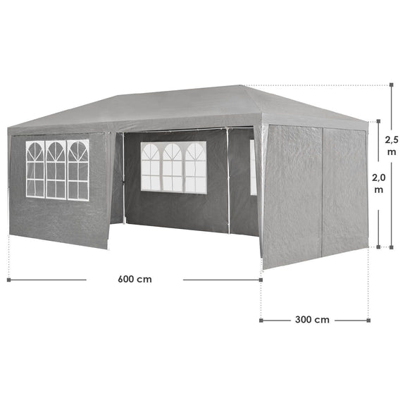 Partytent met zijwanden 3x6 m - grijs - Afbeelding 13