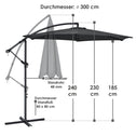 Parasol Brazil - 3m - Donkergrijs