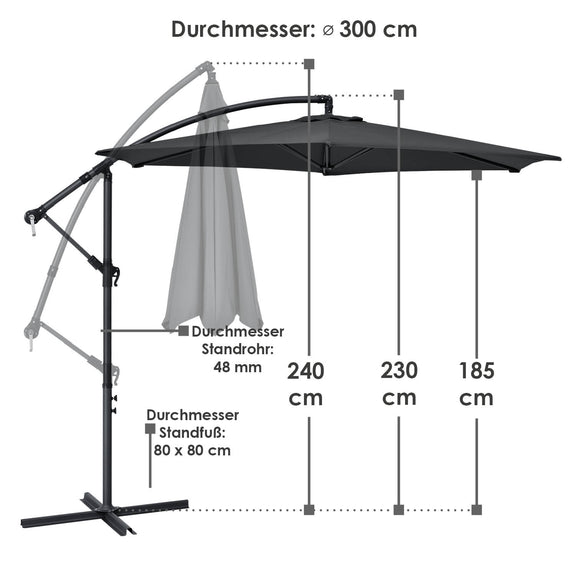 Parasol Brazil - 3m - Donkergrijs - Afbeelding 11