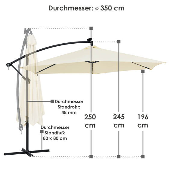 Parasol Brazil - 3,5 m - Incl. LED - Wit - Afbeelding 14