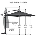 Parasol Brazil - 3,5 m - Incl. LED - Donkergrijs