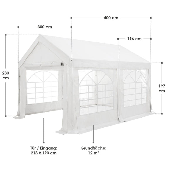 Partytent / Paviljoen Gala - 3 x 4 meter - Wit - Incl. Zijwanden & Toebehoren - Afbeelding 17