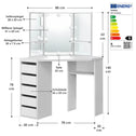 Schminktafel / kaptafel Nova - Wit - Incl. spiegel & LED Lampen