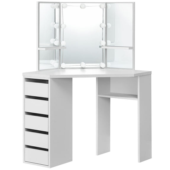 Schminktafel / kaptafel Nova - Wit - Incl. spiegel & LED Lampen - Afbeelding 1