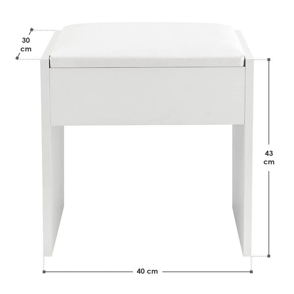 Houten Kaptafelkruk / Kruk Melly - Wit - 40 x 30 x 43 cm - Afbeelding 7