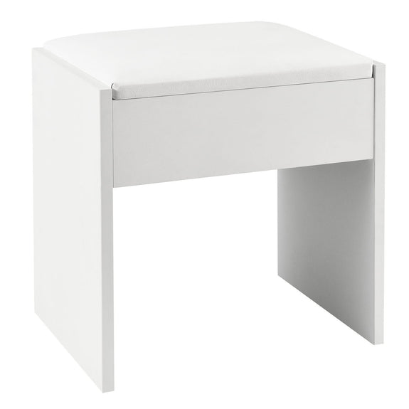 Houten Kaptafelkruk / Kruk Melly - Wit - 40 x 30 x 43 cm - Afbeelding 1