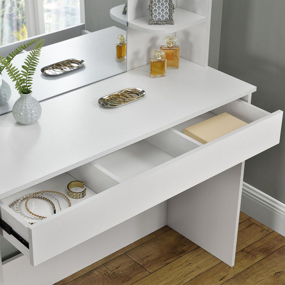 Schminktafel / kaptafel Bella - Wit - Incl. Spiegel & LED Verlichting - Afbeelding 4