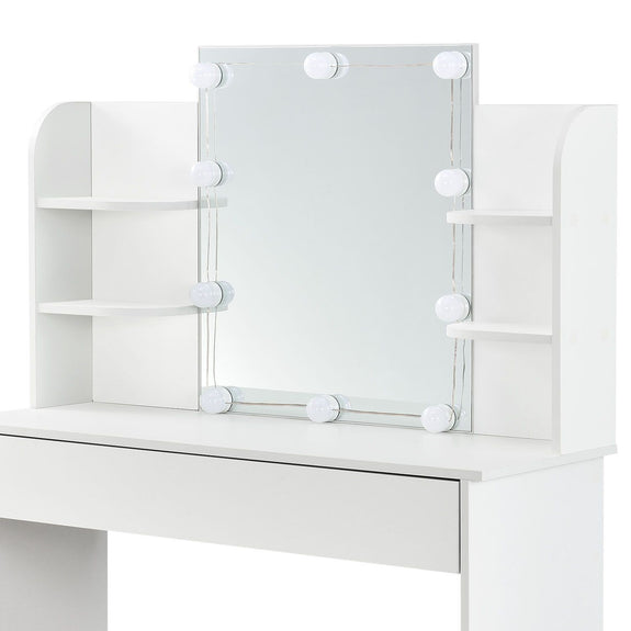 Schminktafel / kaptafel Bella - Wit - Incl. Spiegel & LED Verlichting - Afbeelding 5