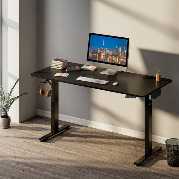 Elektrisch Verstelbaar Bureau / Sta Zit Bureau - 140 x 60 cm - Zwart - Afbeelding 2