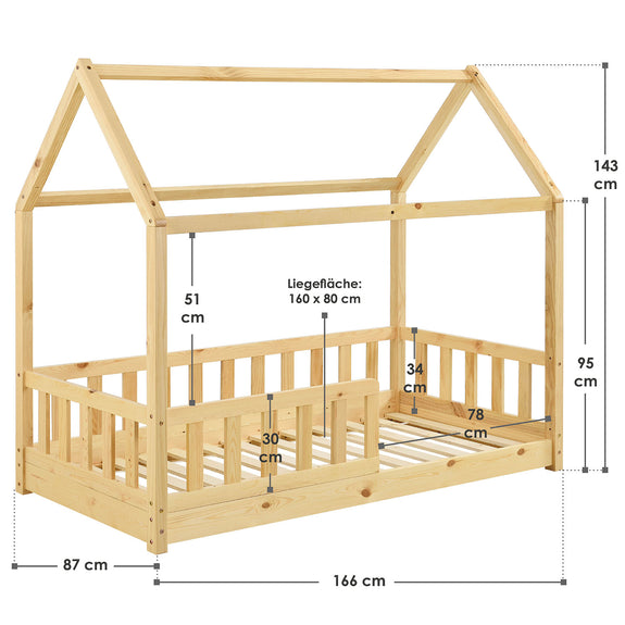 Kinderbed Marli - 80 x 160 cm - Houtkleur - Afbeelding 6