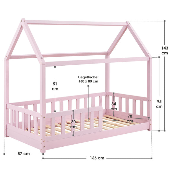 Kinderbed Marli - 80 x 160 cm - Roze - Afbeelding 6