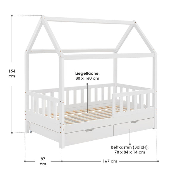 Kinderbed Marli - 80 x 160 cm - Wit - Incl. lades - Afbeelding 16