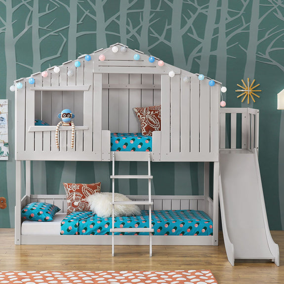 Kinderboomhutbed - 90x200cm - Wit - Afbeelding 2