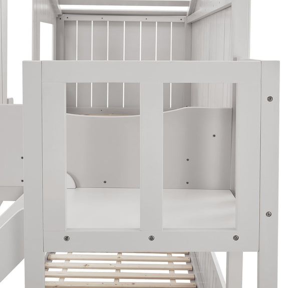 Kinderboomhutbed - 90x200cm - Wit - Afbeelding 8