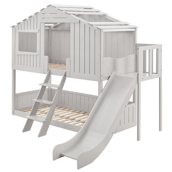 Kinderboomhutbed - 90x200cm - Wit - Afbeelding 1