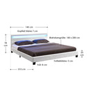 Gestoffeerd bed Paris - 140 x 200 cm - Wit - LED Verlichting