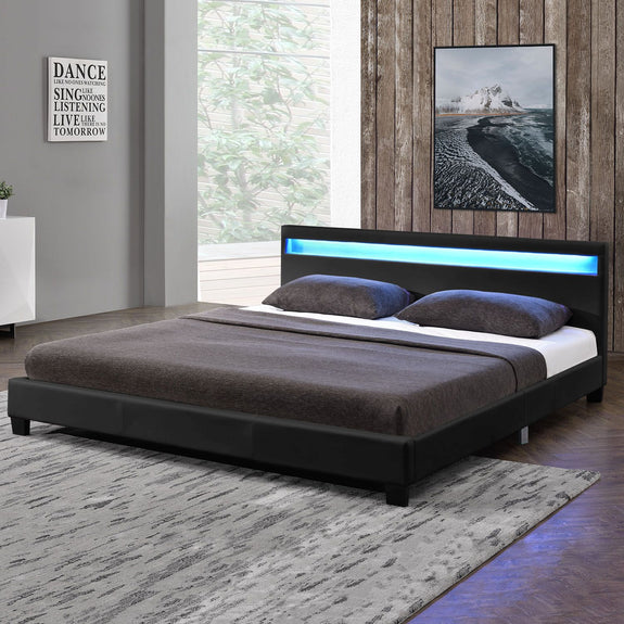 Gestoffeerd bed Paris - 140 x 200 cm - Zwart - LED Verlichting - Afbeelding 2