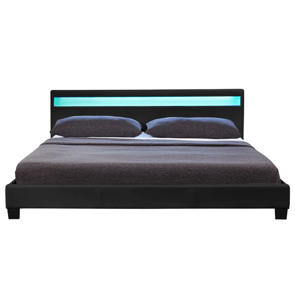 Gestoffeerd bed Paris - 140 x 200 cm - Zwart - LED Verlichting - Afbeelding 3