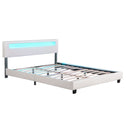 Gestoffeerd bed Paris - 160 x 200 cm - Wit - LED Verlichting