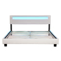 Gestoffeerd bed Paris - 160 x 200 cm - Wit - LED Verlichting